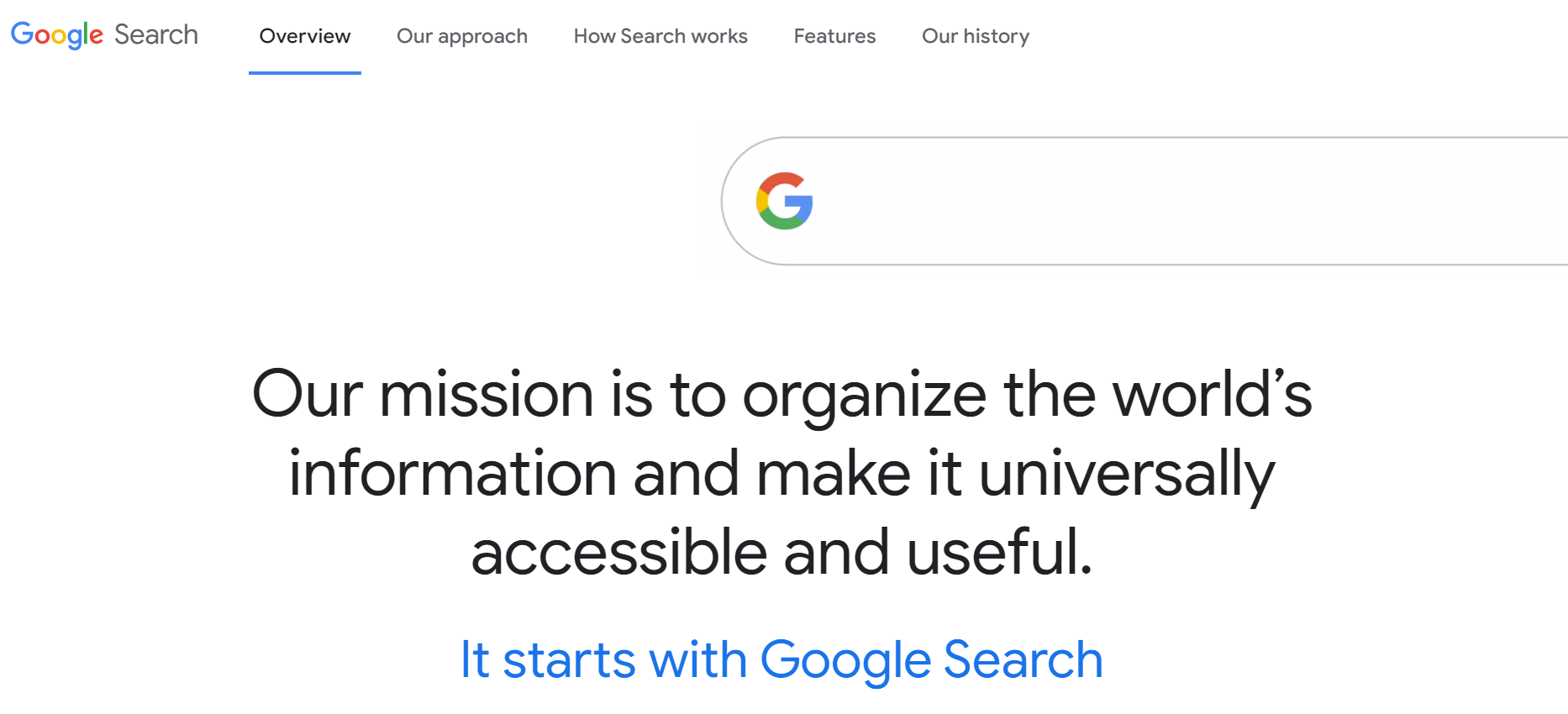declaración de misión de google